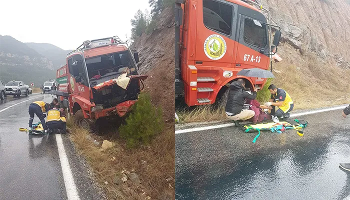 Orman Bölge Müdürlüğü Arazözü kaza yaptı: 3 Yaralı...