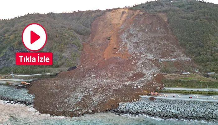 Karadeniz Sahil Yolu’nda büyük heyelan… Yol çift yönlü trafiğe kapandı…