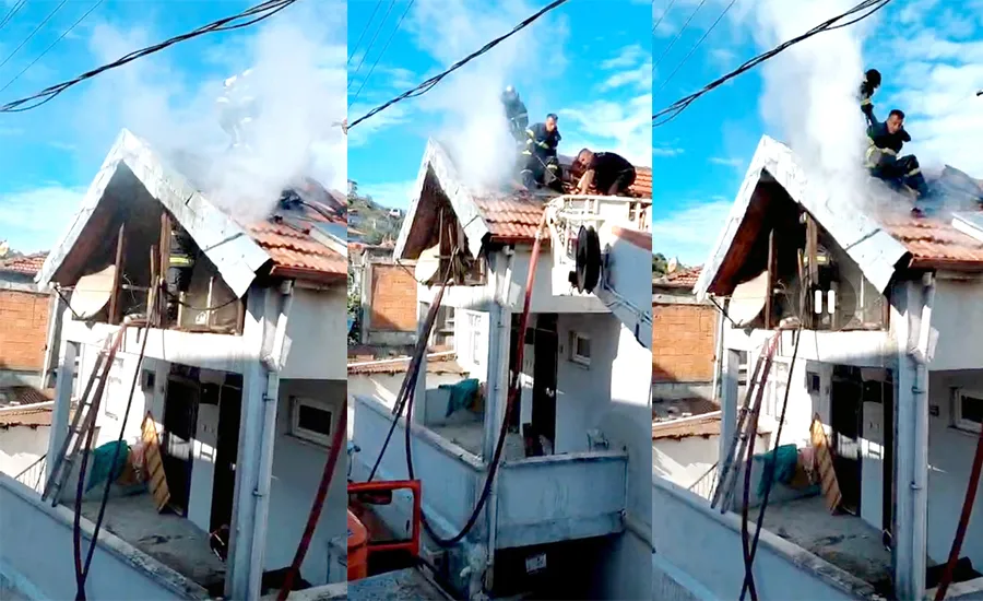 Kozlu’da evin çatısı yandı
