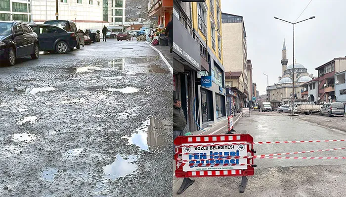 Kozlu’da havalar açtı, bozuk yol betonlandı...