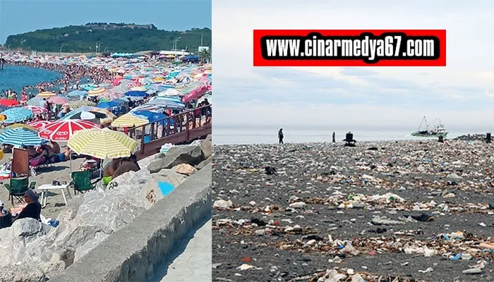 Filyos sahilinde insanlar, Kozlu’da çöpler yüzüyor