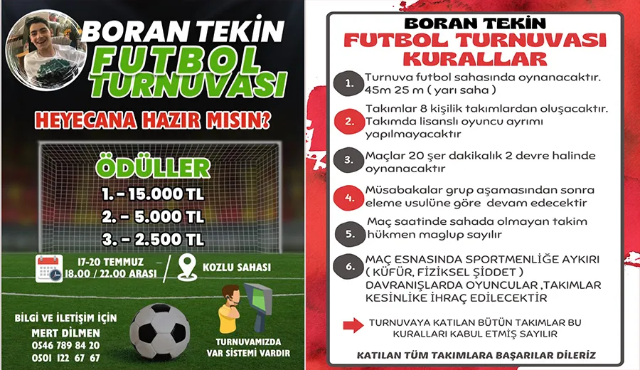 Kozlu’da Boran Tekin Futbol Turnuvası heyecanı başlıyor...